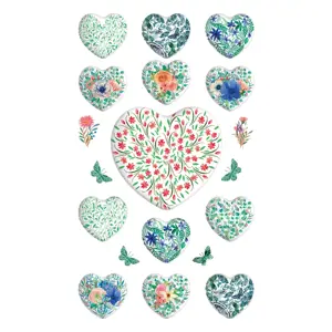3D Samolepky Hearts, 8 x 14 cm
