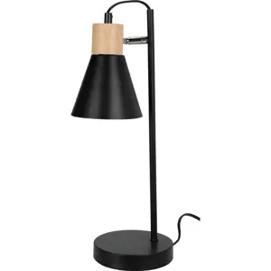 Produkt Kovová stolní lampa s dřevěným podstavcem Solano černá, 14 x 47 cm