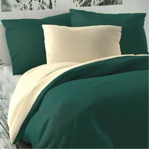 Produkt Kvalitex Saténové povlečení Luxury Collection tm. zelená/smetanová, 140 x 200 cm, 70 x 90 cm