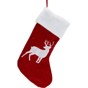 Produkt Vánoční LED ponožka se sobem červená, 41 cm