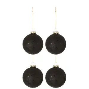 Produkt 4ks černé vánoční koule  Baubles stars black  – Ø 10cm J-Line by Jolipa