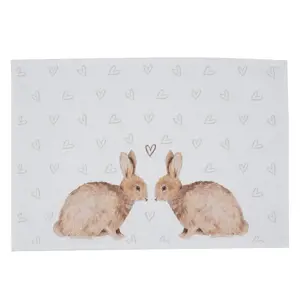 6ks bavlněné prostírání s motivem králíčků a srdíček Bunnies in Love - 48*33cm Clayre & Eef