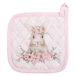 Produkt Bavlněná dětská chňapka - podložka s králíčkem Floral Easter Bunny - 16*16 cm Clayre & Eef