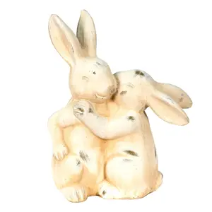 Béžová antik dekorace zamilovaní králíčci - 20*10*25 cm Clayre & Eef