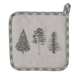 Produkt Béžová bavlněná chňapka - podložka se stromky Natural Pine Trees - 20*20 cm Clayre & Eef