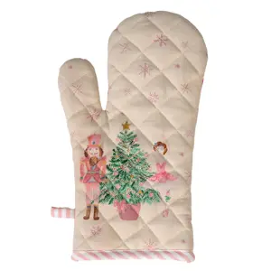 Béžová chňapka - rukavice s Louskáčkem a baletkou Pastel Nutcracker - 18*30 cm Clayre & Eef