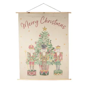 Produkt Béžová nástěnná mapa s Louskáčky Merry Christmas - 120*2*150 cm Clayre & Eef