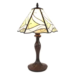 Béžová stolní lampa Tiffany Rio - Ø 31*43 cm E27/max 1*40W Clayre & Eef