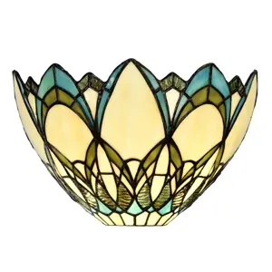 Béžové nástěnné světlo Tiffany ve tvaru květu - 30*15*18 cm E14/max 1*40W Clayre & Eef