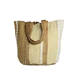 Béžovo-hnědá plážová jutová taška Beach Bag - 40*30*60 cm Chic Antique