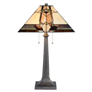 Béžovo-hnědá stolní lampa Tiffany Silvia - 45*45*80 cm E27/max 2*60W Clayre & Eef