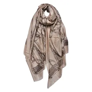 Béžový dámský šátek se vzorem - 90*180 cm Clayre & Eef