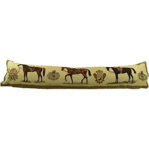 Béžový gobelinový dlouhý polštář s koňmi Horses - 90*15*20cm Mars & More