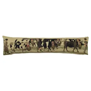 Produkt Béžový gobelinový dlouhý polštář s krávami Cowbell - 90*15*20cm Mars & More