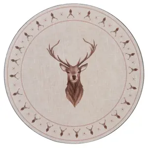 Produkt Béžový servírovací talíř s jelenem Cosy Lodge - Ø 33*1 cm Clayre & Eef