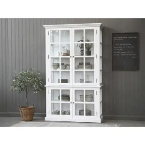Bílá antik dřevěná skříň / vitrína s policemi Frances - 120*40*196cm Chic Antique