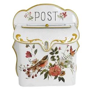 Produkt Bílá antik poštovní schránka s ptáčky Post - 27*12*31cm Clayre & Eef