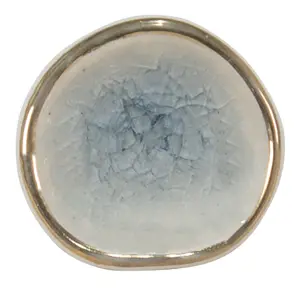 Produkt Bílo-modrá antik úchytka se zlatým okrajem a popraskáním Azue - 4*4*7 cm Clayre & Eef
