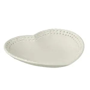 Bílý keramický talíř / miska ve tvaru srdce Hella White - 22*22*4 cm J-Line by Jolipa