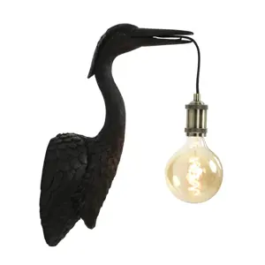 Produkt Černá antik nástěnná lampa jeřáb Crane - 30*16*48 cm / E27 Light & Living