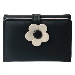 Černá peněženka s béžovou kytičkou - 10*8 cm Clayre & Eef