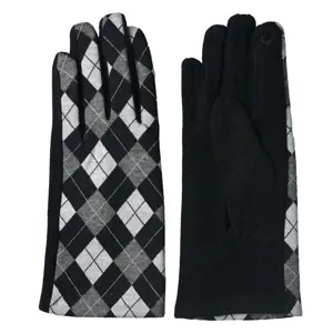 Černé kárované dámské zimní rukavice - 9*24 cm Clayre & Eef