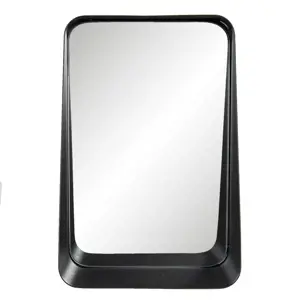 Černé kovové zrcadlo se spodní poličkou - 19*10*29 cm Clayre & Eef