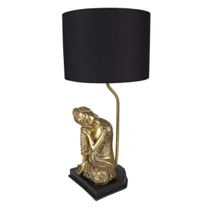 Produkt Černo-zlatá stolní lampa Buddha gold - Ø 26*54 cm E27/max 1*60W Clayre & Eef