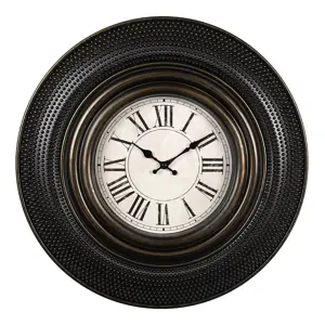 Produkt Černohnědé antik nástěnné hodiny s římskými číslicemi - Ø 51*5 cm / 1*AA Clayre & Eef