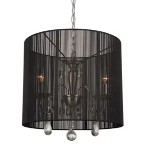Černý kulatý lustr Merel - Ø40 x 120 cm / 3*E14 Collectione