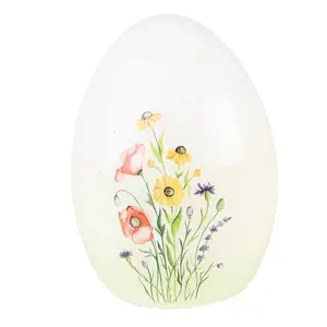Dekorace keramické vajíčko s lučními květy - 10*10*14 cm Clayre & Eef