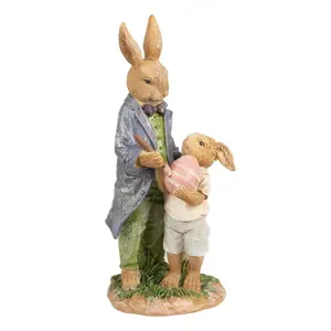 Produkt Dekorace králičí taťka s králíčkem a vajíčkem - 9*9*21 cm Clayre & Eef