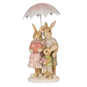 Dekorace rodinka králíci pod deštníkem - 9*9*19 cm Clayre & Eef