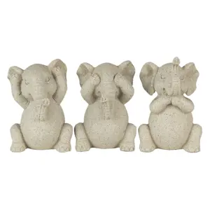 Dekorativní béžové sošky slonů - 19*6*10 cm Clayre & Eef