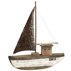 Produkt Dřevěná dekorace přírodní loďka Boat L - 39*9*46 cm J-Line by Jolipa