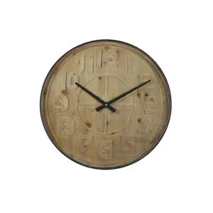Dřevěné nástěnné hodiny s kovovým rámem Logan - Ø 80*6cm Light & Living