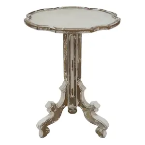 Dřevěný vintage odkládací stolek s výraznou patinou Diome - Ø 54*75 cm Clayre & Eef