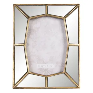 Fotorámeček se zrcadlovým okrajem se zlatým lemováním - 19*2*24 cm / 13*18 cm Clayre & Eef