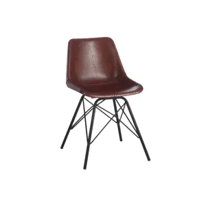 Produkt Hnědá designová židle Mocus potažená koženkou s kovovou konstrukcí - 46*49*79 cm J-Line by Jolipa