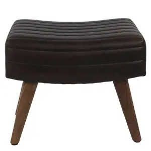 Produkt Hnědá kožená stolička s dřevěnými nohami Minot - 49*33*41 cm Clayre & Eef