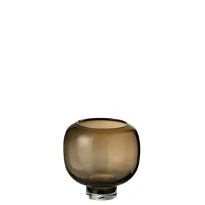 Hnědá skleněná váza / svícen Dark Brown L - 21*21*24 cm J-Line by Jolipa