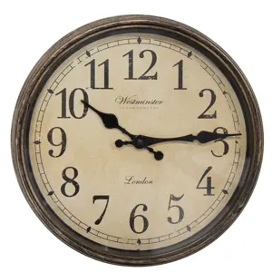 Hnědé nástěnné hodiny Westminster - Ø 30*4 cm Clayre & Eef