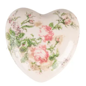 Produkt Keramické dekorační srdce s růžemi Rossia L - 11*11*4 cm Clayre & Eef
