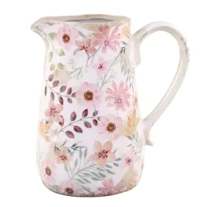 Keramický dekorační džbán s květy Floral Auray - 16*11*18cm Chic Antique