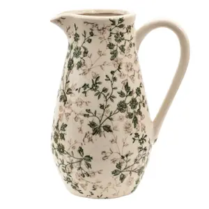 Produkt Keramický dekorační džbán se zelenými květy Ganni green M - 20*14*25 cm Clayre & Eef
