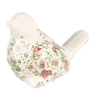 Produkt Keramický dekorační ptáček s růžovými květy Lillia L - 19*11*14 cm Clayre & Eef