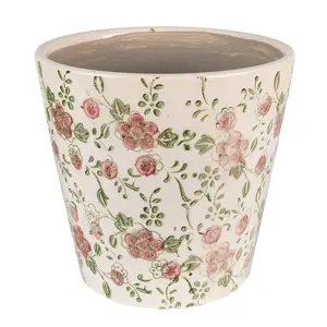 Produkt Keramický obal na květináč s růžovými květy Lillia S - Ø14*13 cm Clayre & Eef