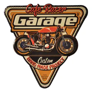 Kovová nástěnná cedule Cafe Racer Garage - 40*1*40 cm Clayre & Eef