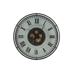 Kovové nástěnné hodiny s pohyblivým strojkem Romani - ∅109*9,5cm J-Line by Jolipa