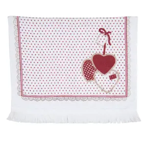 Kuchyňský ručník s červenými srdci - 40*66 cm Clayre & Eef